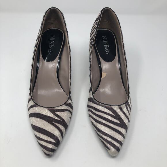 NIne & Co. Faux Fur Zebra Print Heels 8 - Picture 4 of 12